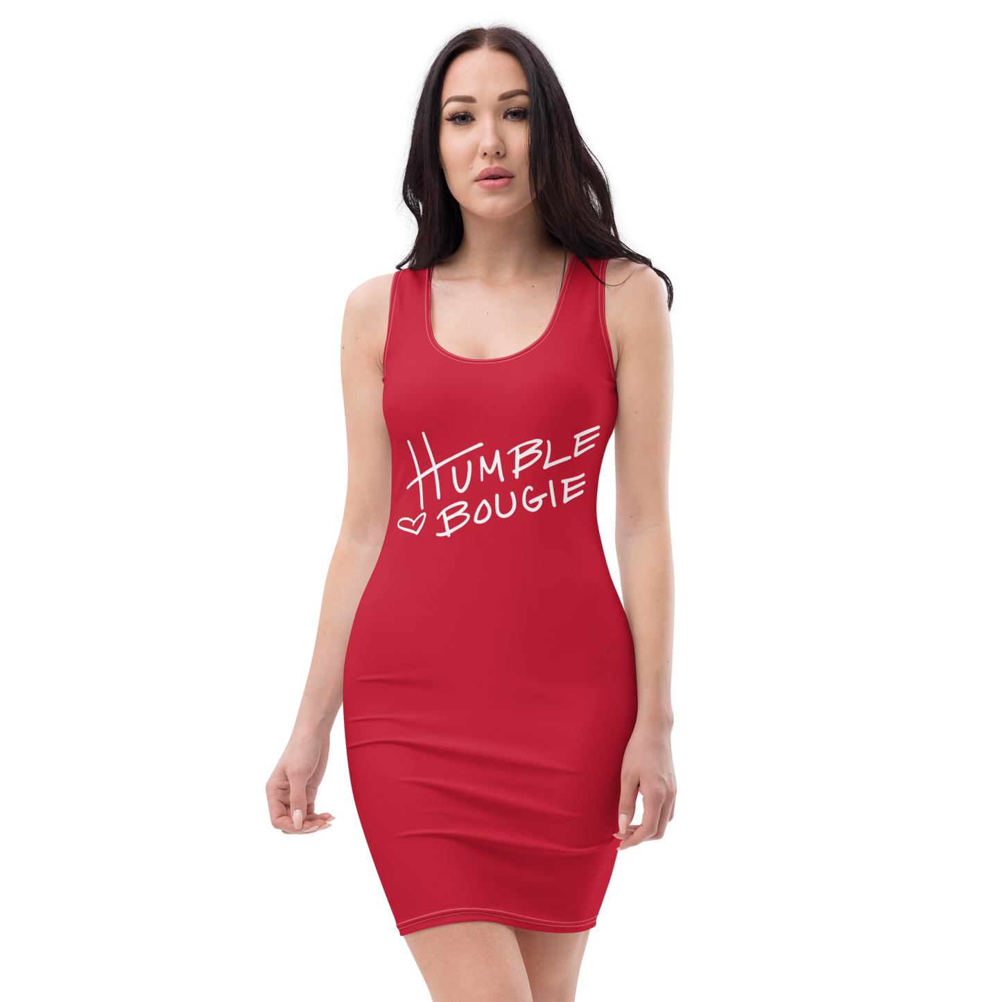 Rashidah Logo Bodycon Dress- Red/Wht