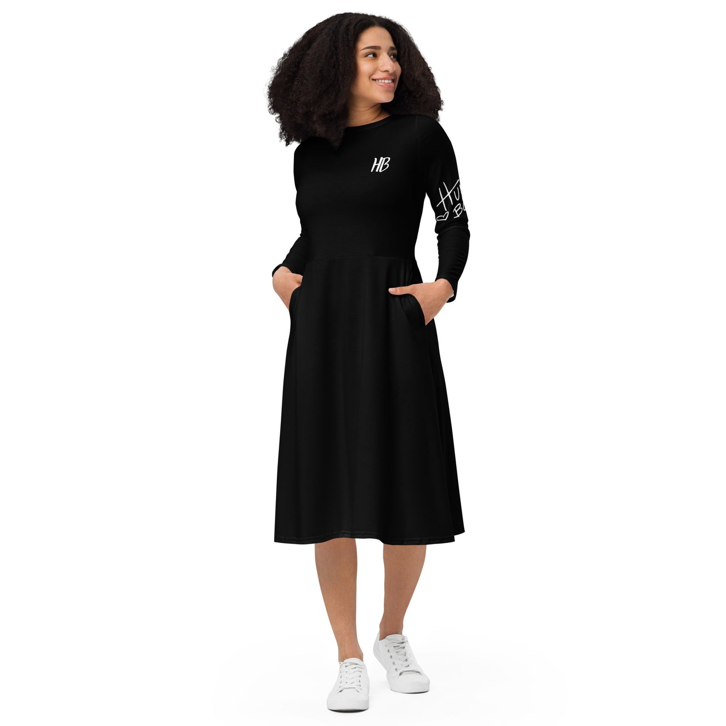 The Rashidah L/S Pocket Dress-Black