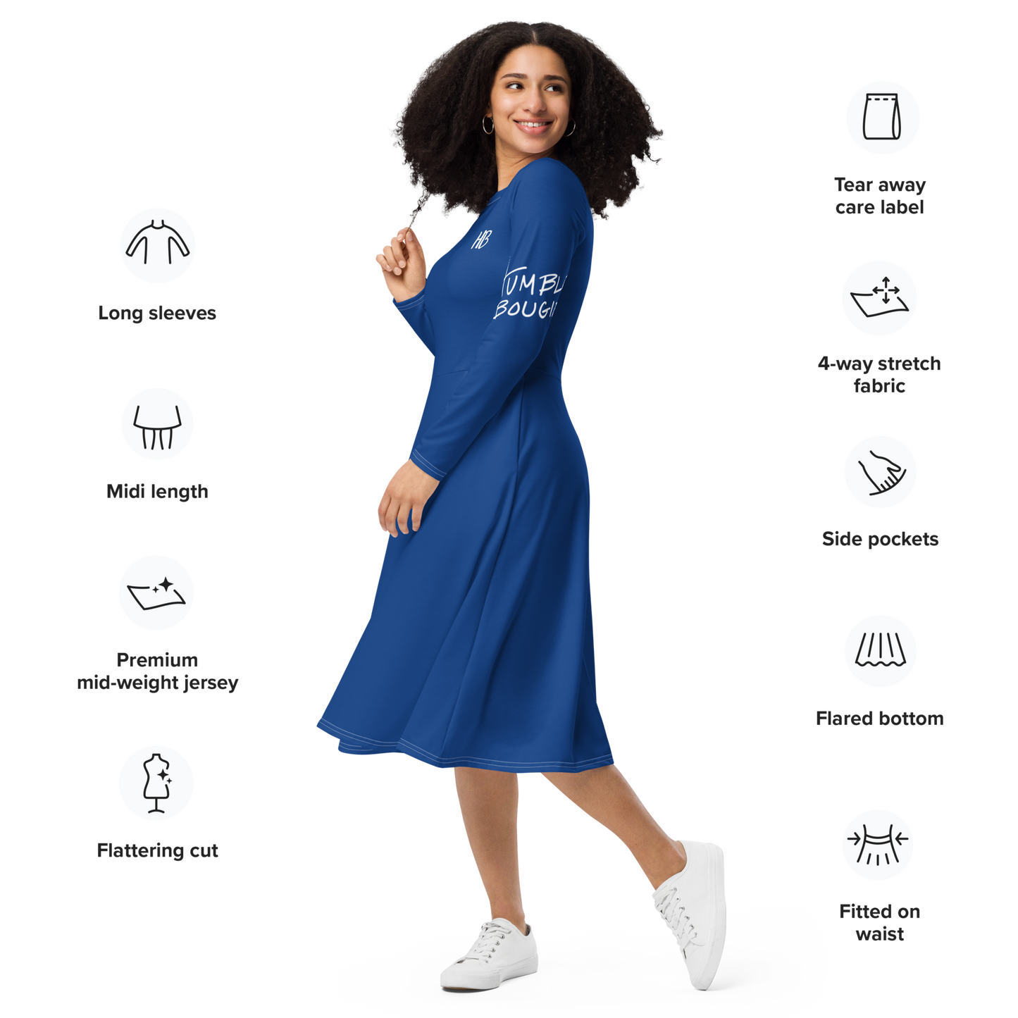 The Rashidah L/S Pocket Dress- Blue