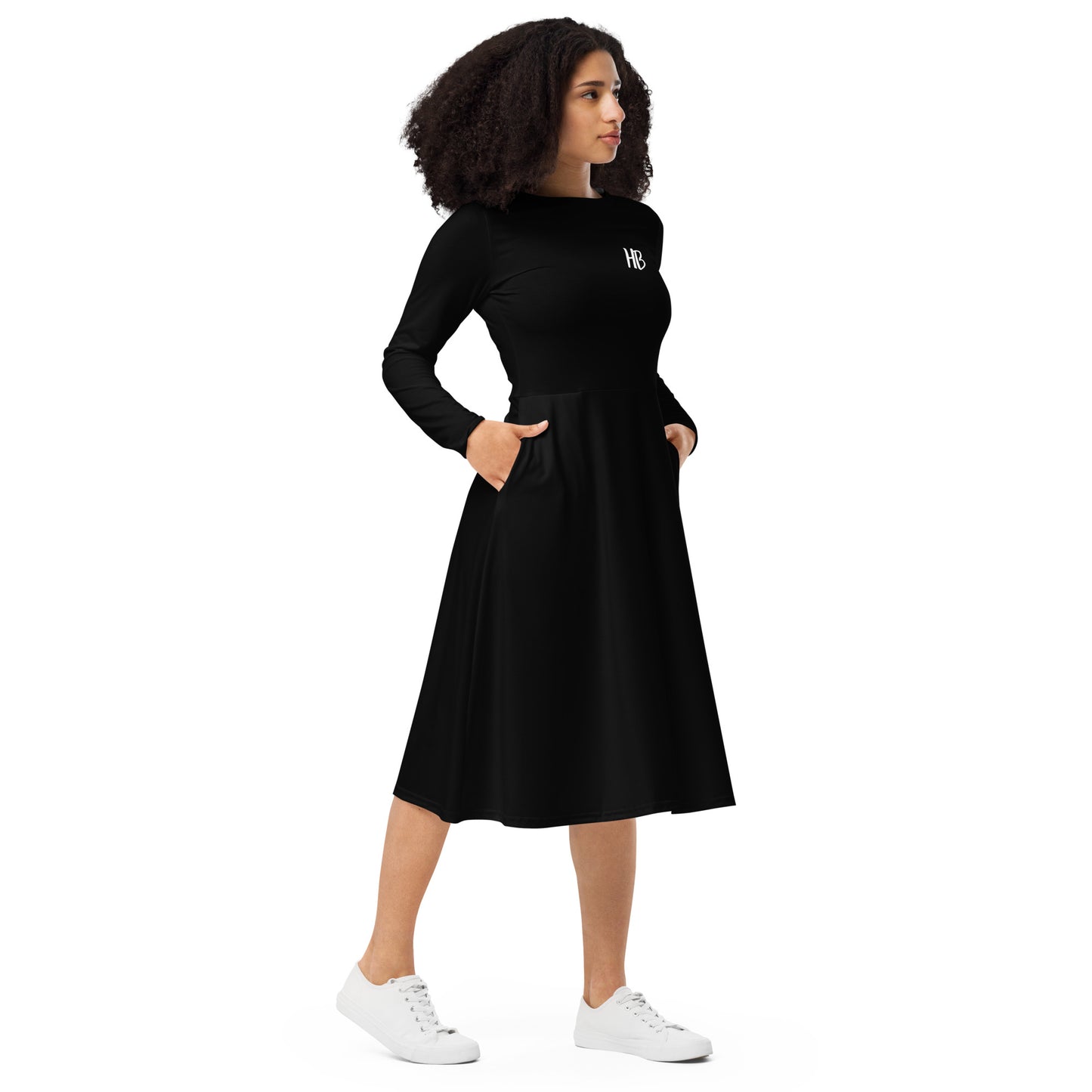 The Rashidah L/S Pocket Dress-Black