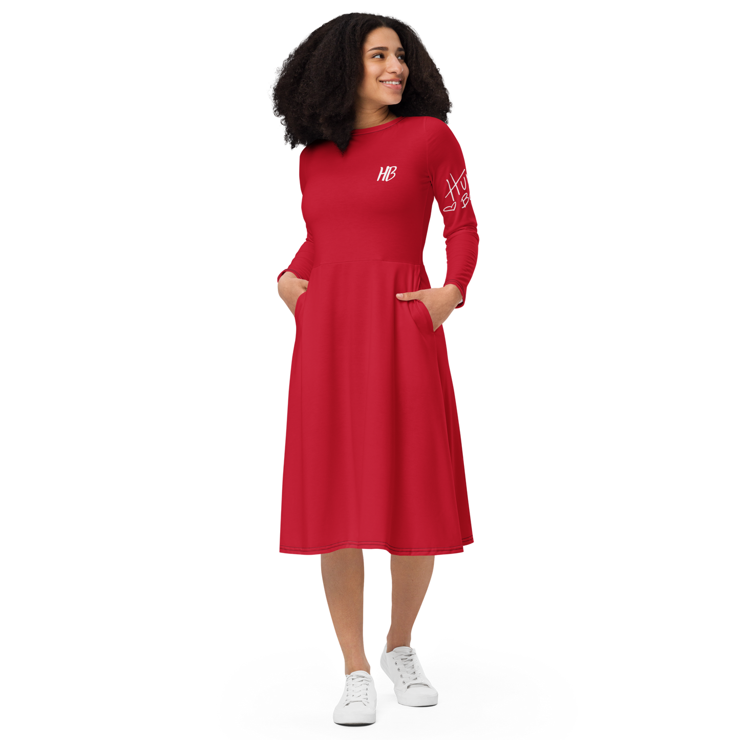 The Rashidah L/S Pocket Dress- Red